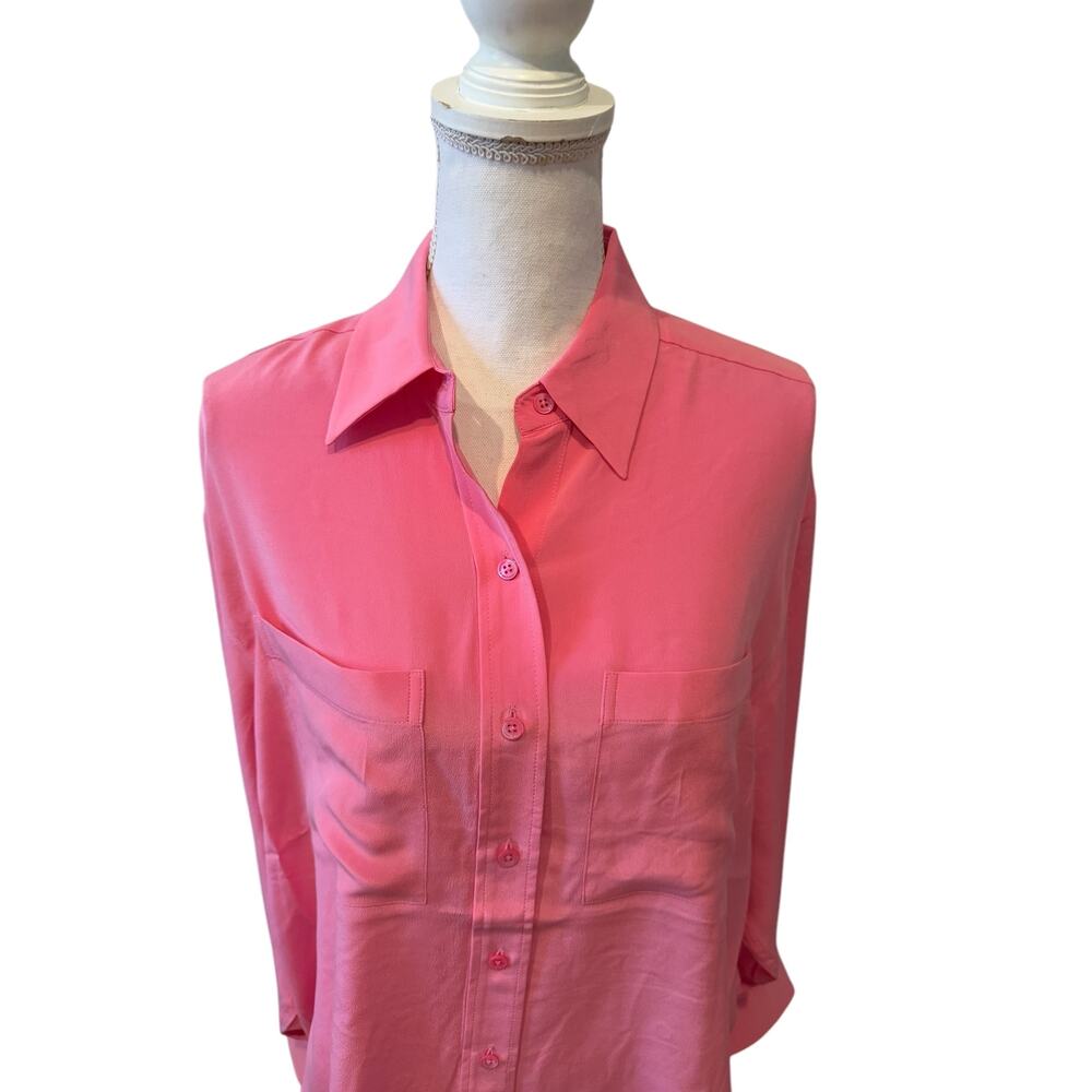 Equipment Femme OTY Oversized Silk Button Up Shirt Pink S - Picture 4 of 9